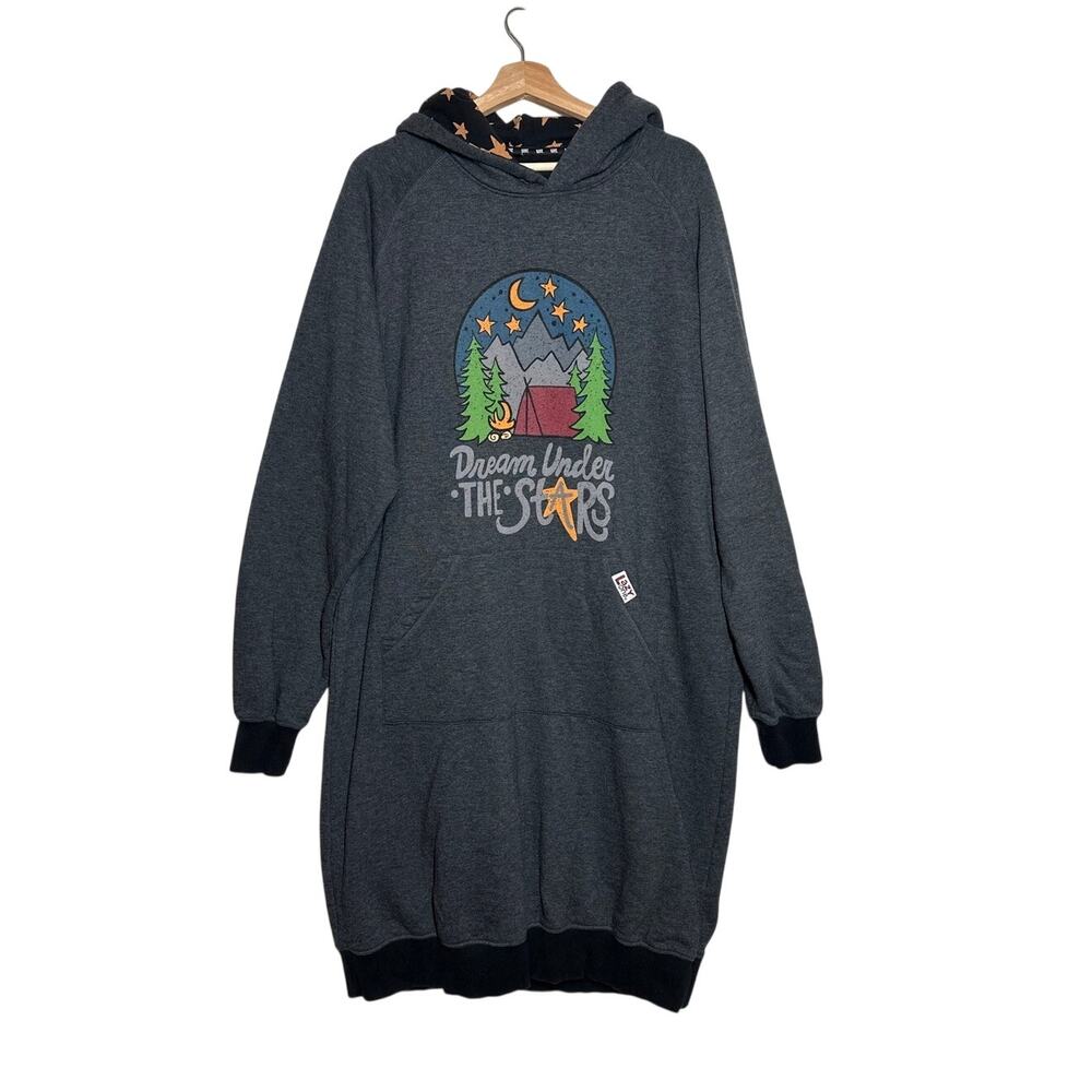 Lazy One Oversized Sleep Hoodie Sweatshirt Sz L / XL Camping Pajamas Loungewear